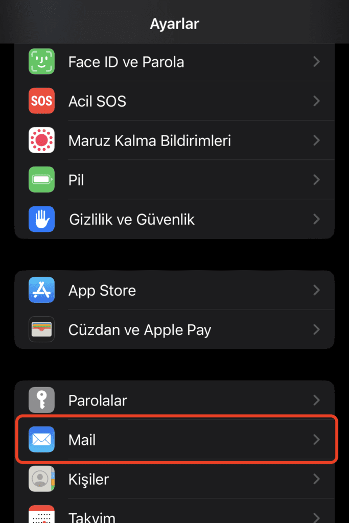 iphone eposta kurulumu